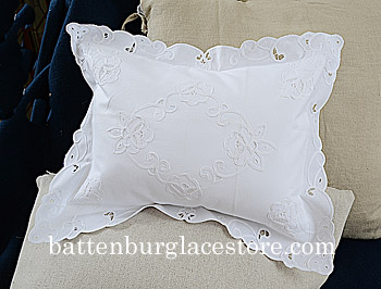 Scalloped IMP Embroidered Baby Pillow Sham 12x16"-Cover Only